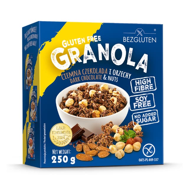 BEZGLUTEN Granola müsli tume šokol. ja pähkli,glut.vaba 250g product_info