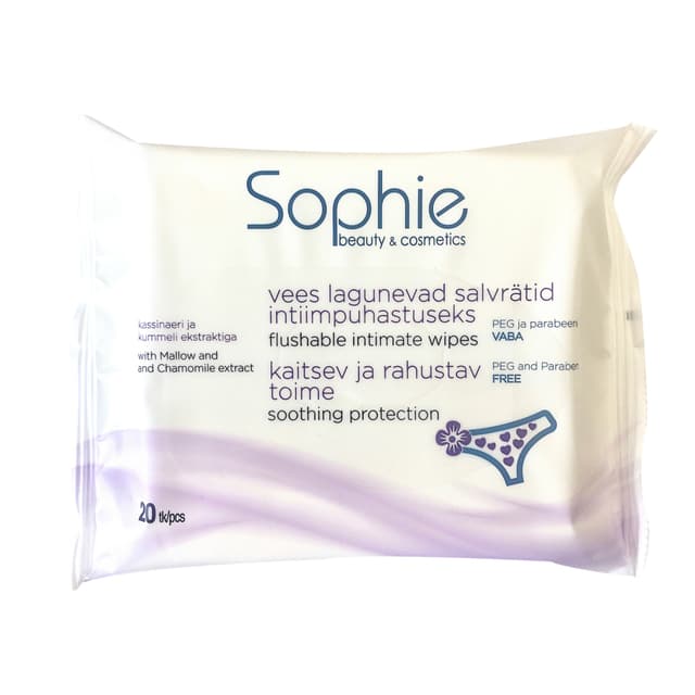 SOPHIE Salvrätid intiimpuhastuseks 20tk (vees lagunevad) product_info