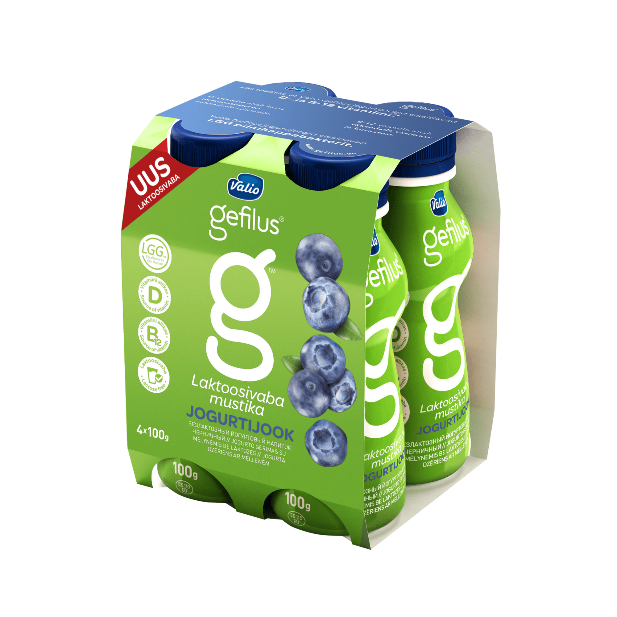 VALIO GEFILUS Mustika jogurtijook 4x100g(laktoosivaba)_0