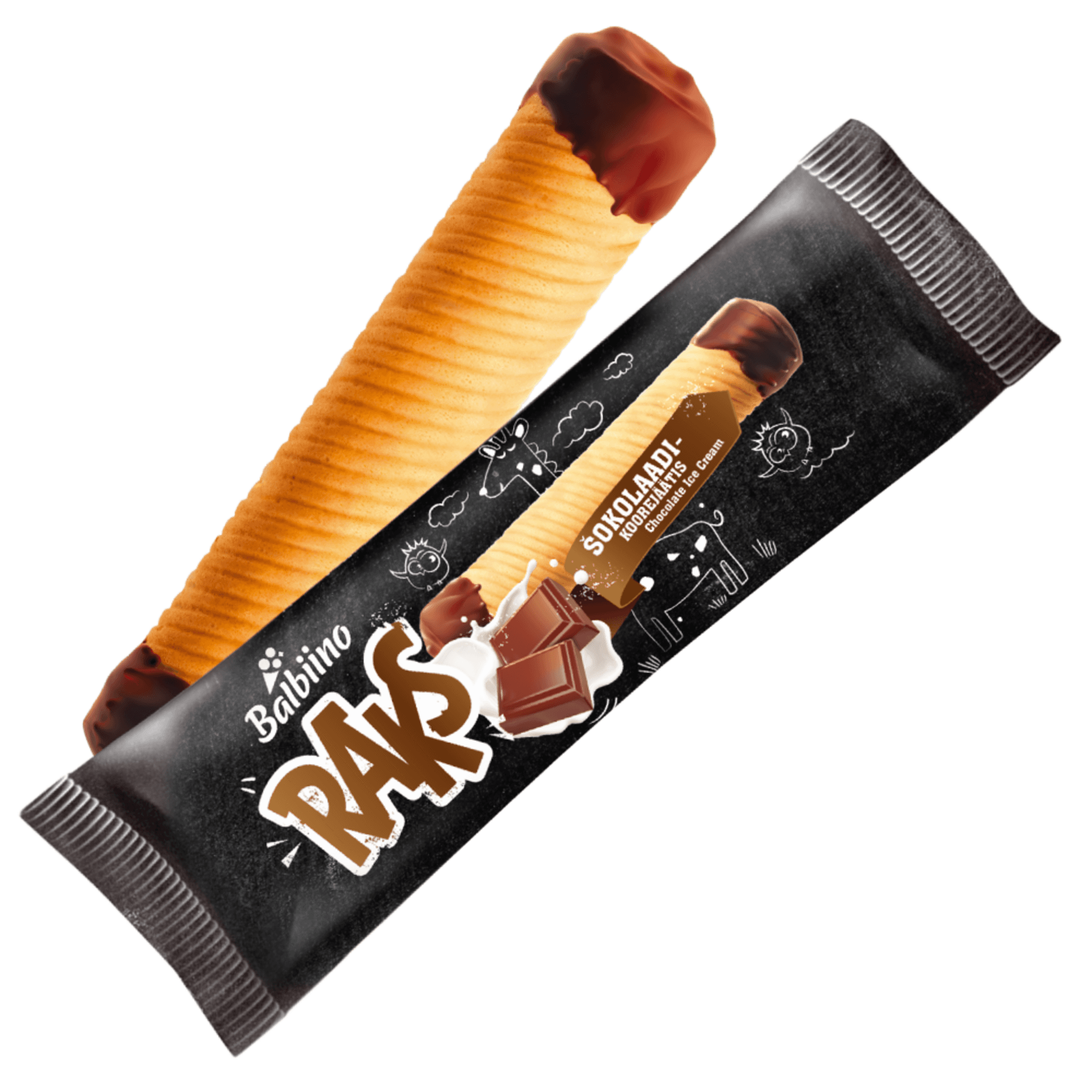 BALBIINO Raks šokolaadi-koorejäätis vahvlitorus110ml_0