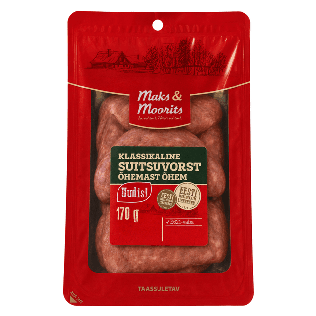 MAKS&MOORITS Klassikaline suitsuvorst õhemast õhem 170g(viil product_info