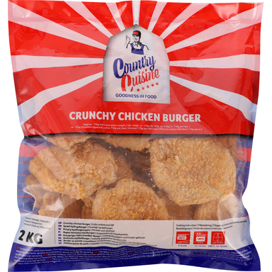 COUNTRY CUISINE Krõbedad kanaburgeripihvid 2kg (110g/tk, külm)