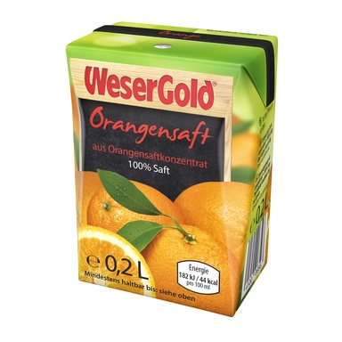 WESERGOLD Apelsinimahl 100% 200ml (kõrrejook)