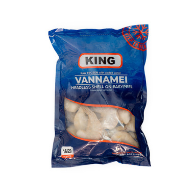 KING Vannamei krevetid 16/20 1kg/800g neto (peata, koorega, too