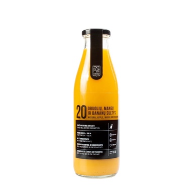 Nr 20 Õuna-mango-banaanimahl viljalihaga 0,75l (klaas)