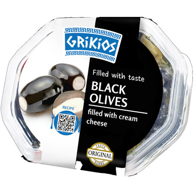 GRIKIOS Mustad oliivid toorjuustuga 200g