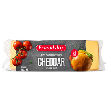 FRIENDSHIP Cheddar sulatatud juust 1,033kg (84tk, viilud)