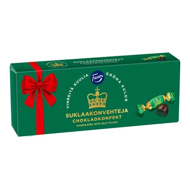 FAZER Green Jellies marmelaaditäidisega šokolaadikommid 295g