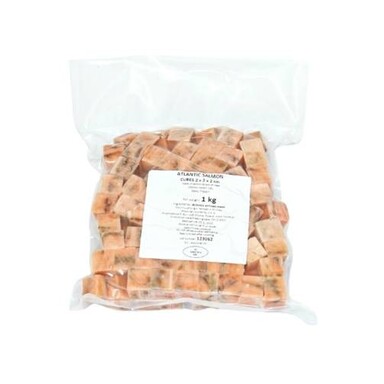 Lõhefilee kuubikud 2x2cm 1kg (5kg/kast, külmut.)